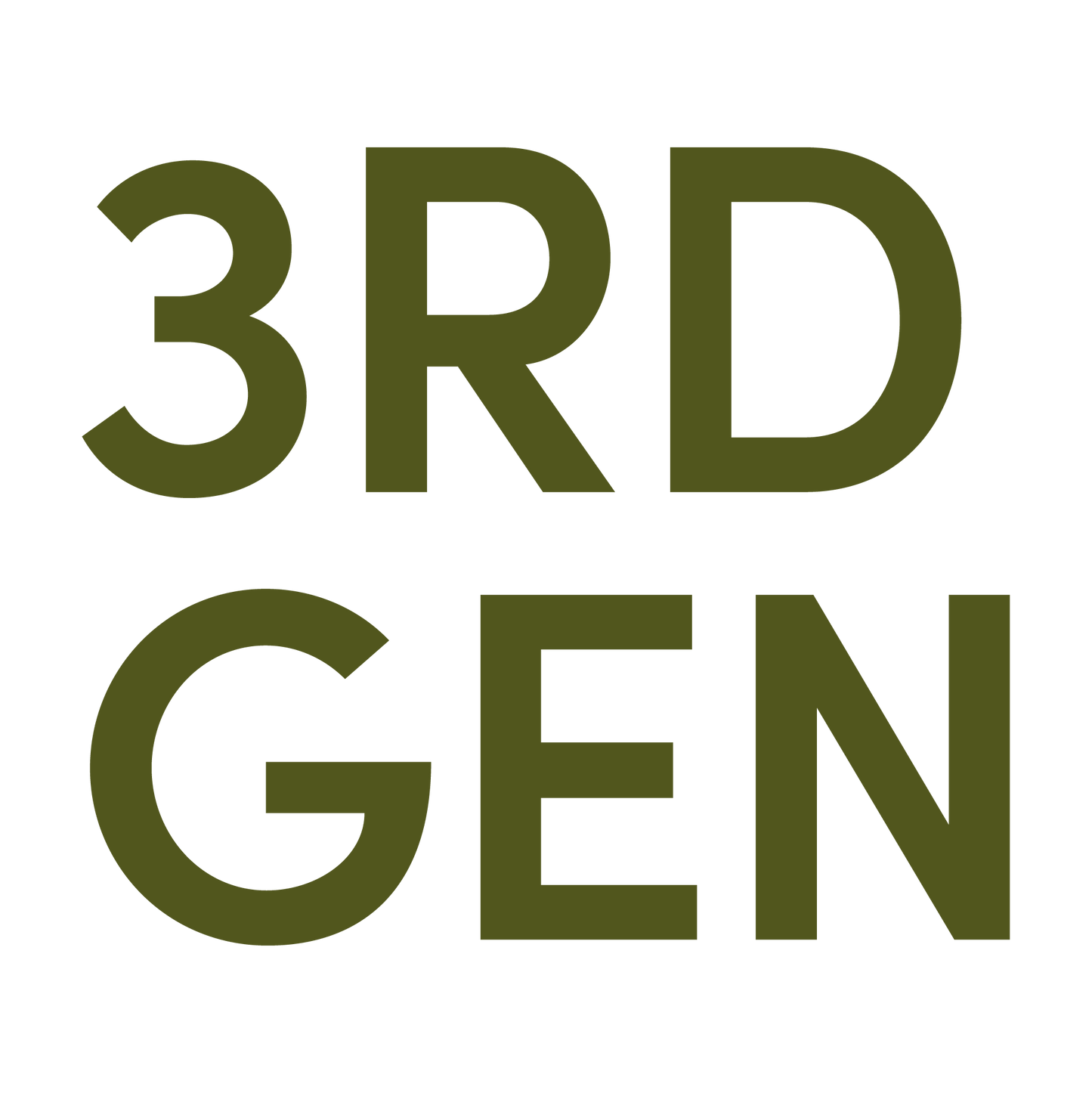 The text '3RD GEN' in a bold, sans-serif olive green font, centered on a plain white background.